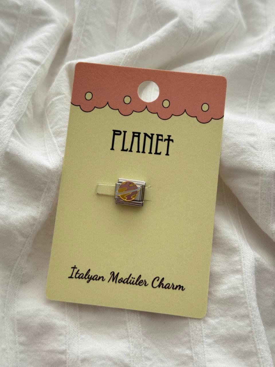 Pink Planet Kartlı İtalyan Charm