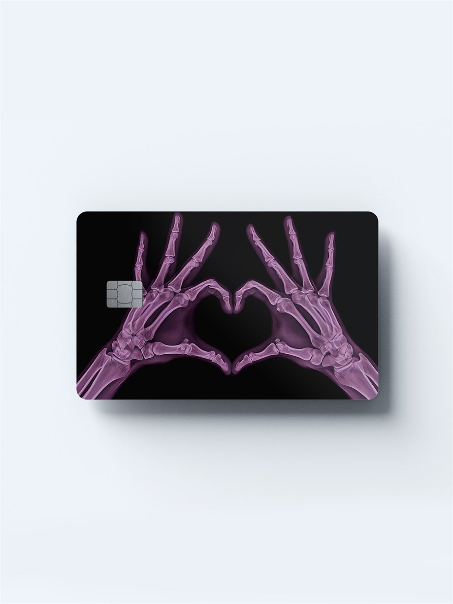 Pink Skull Heart Hands Kart Kaplama Sticker