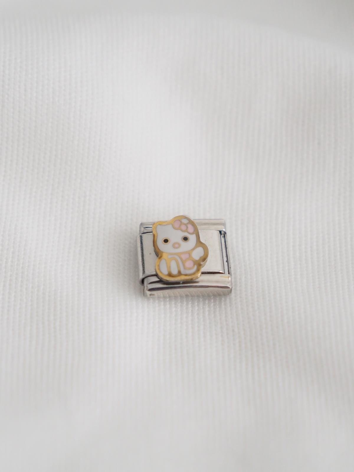 Pink White Kitty İtalyan Charm