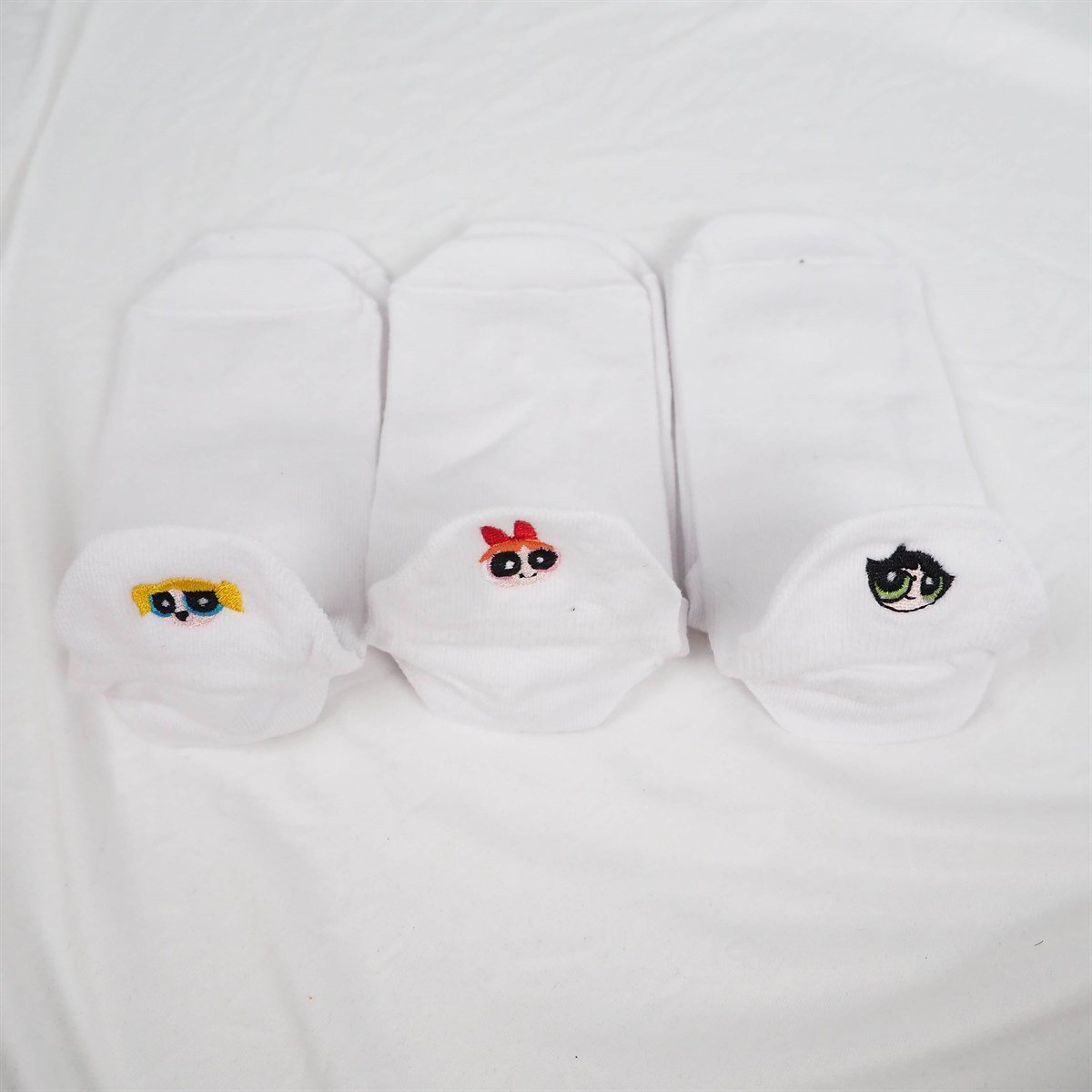 Power Puff Girls İşlemeli Kısa Çorap