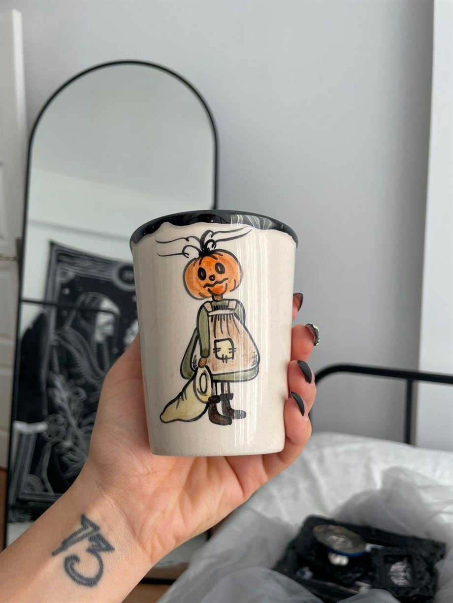 Pumpkin Girl Kulpsuz Seramik Kupa I Handmade