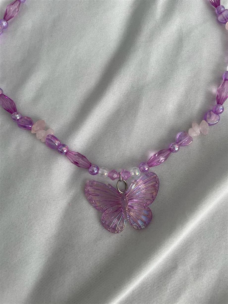 Purple Butterfly Kolye