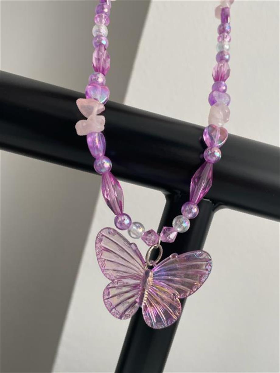 Purple Butterfly Kolye