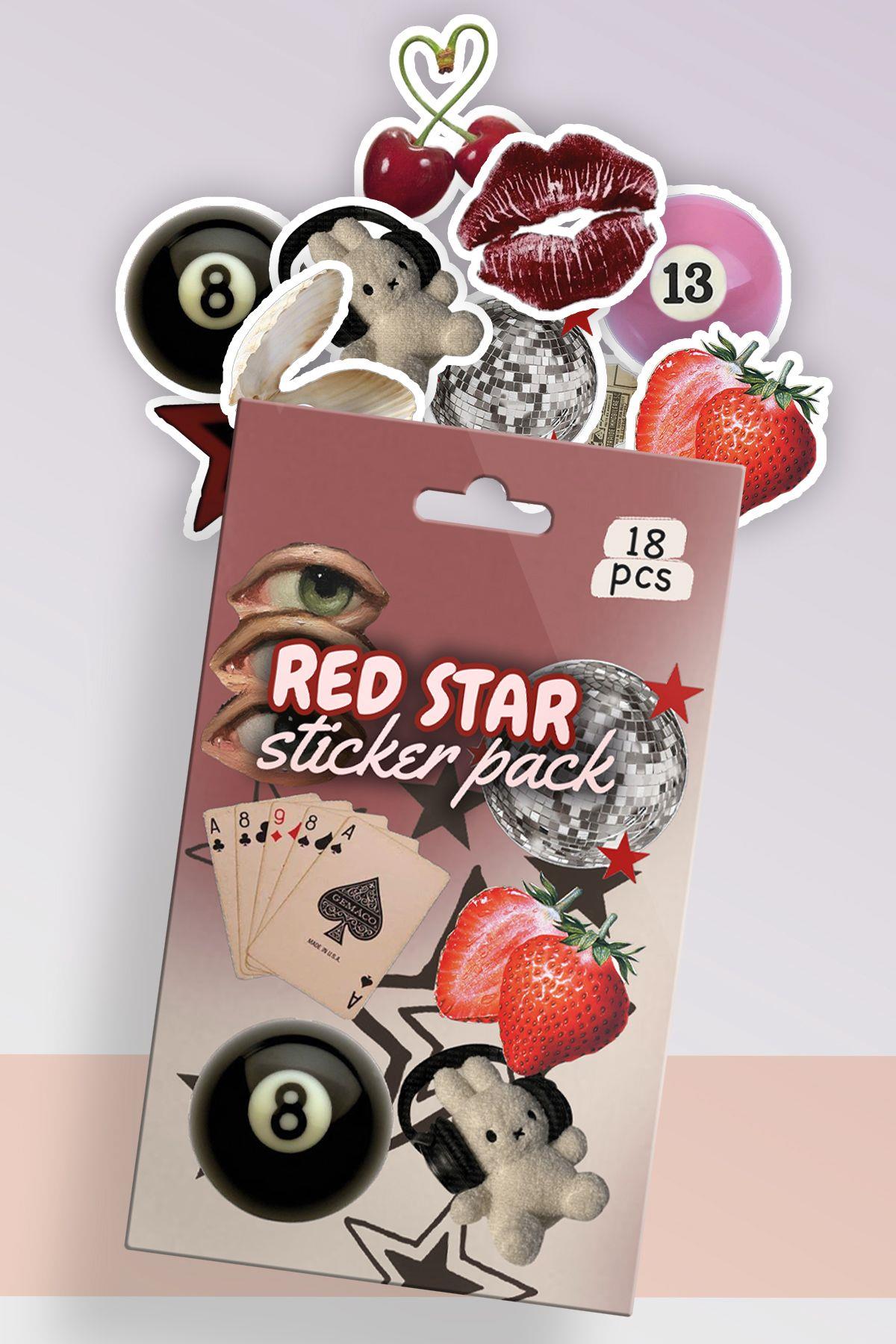 Red Star Kutulu Sticker Set 18'li