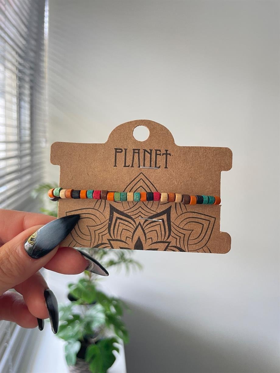 Renkli Ahşap Unisex Otantik Bileklik
