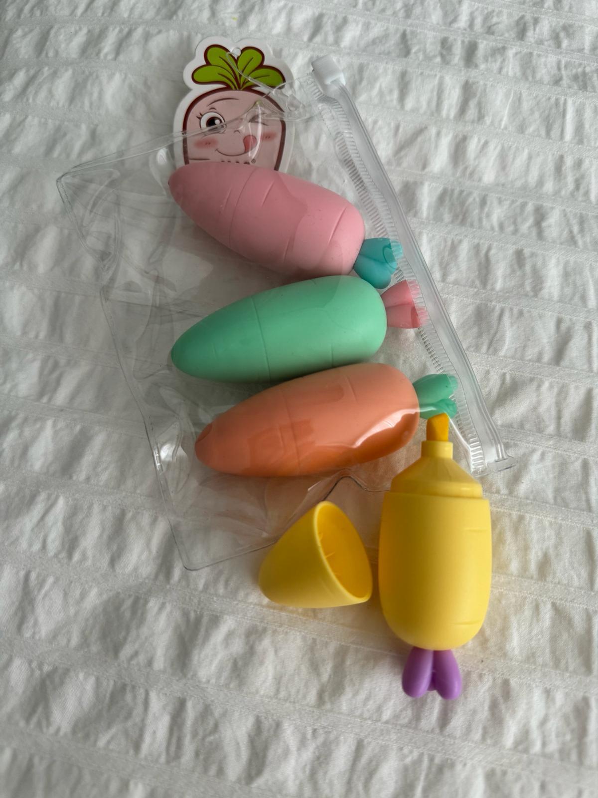 Renkli Havuç 4lü Fosforlu Kalem Seti 