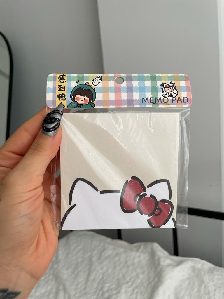 Ribbon Cat Memo Pad Kare Not Defteri