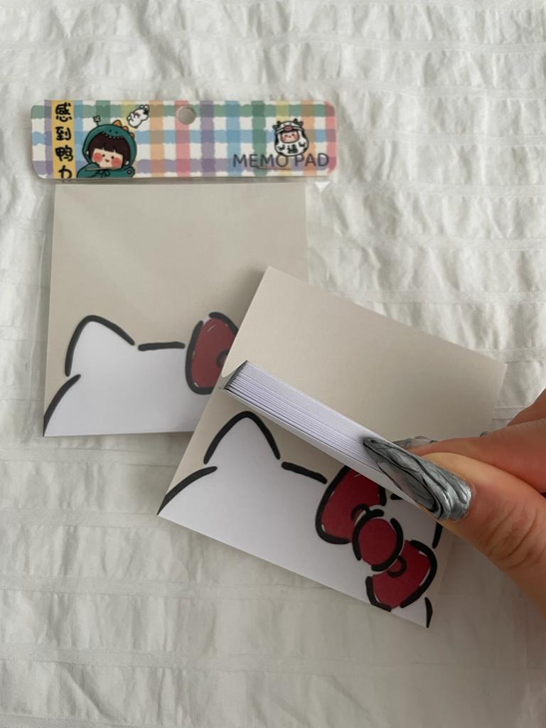 Ribbon Cat Memo Pad Kare Not Defteri
