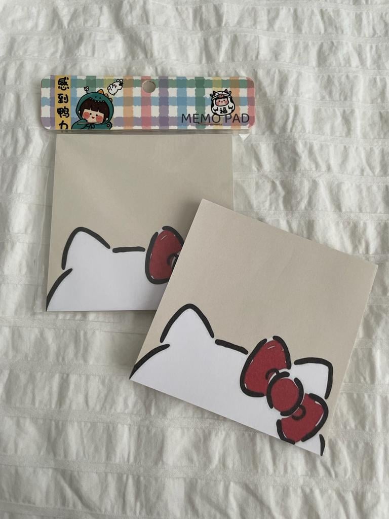 Ribbon Cat Memo Pad Kare Not Defteri