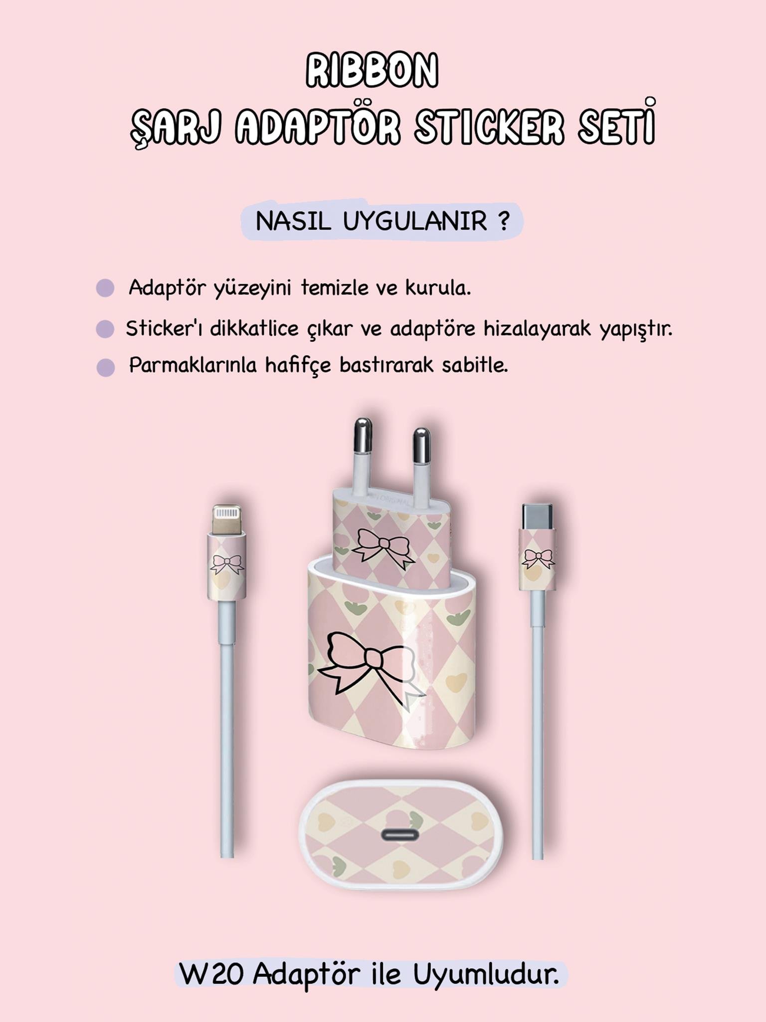 Ribbon Şarj Adaptör Sticker Seti