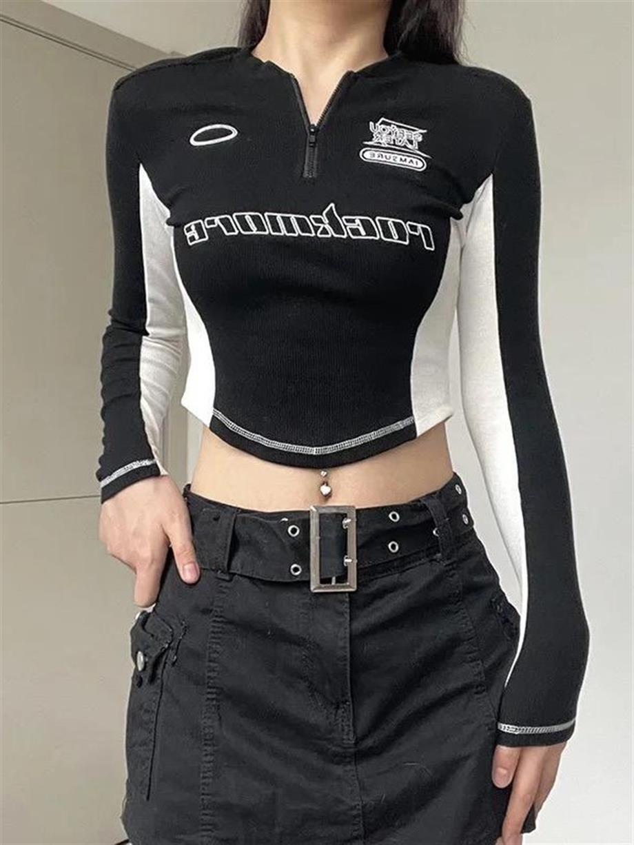 Rockmore Beyaz Şeritli Uzun Kollu Crop