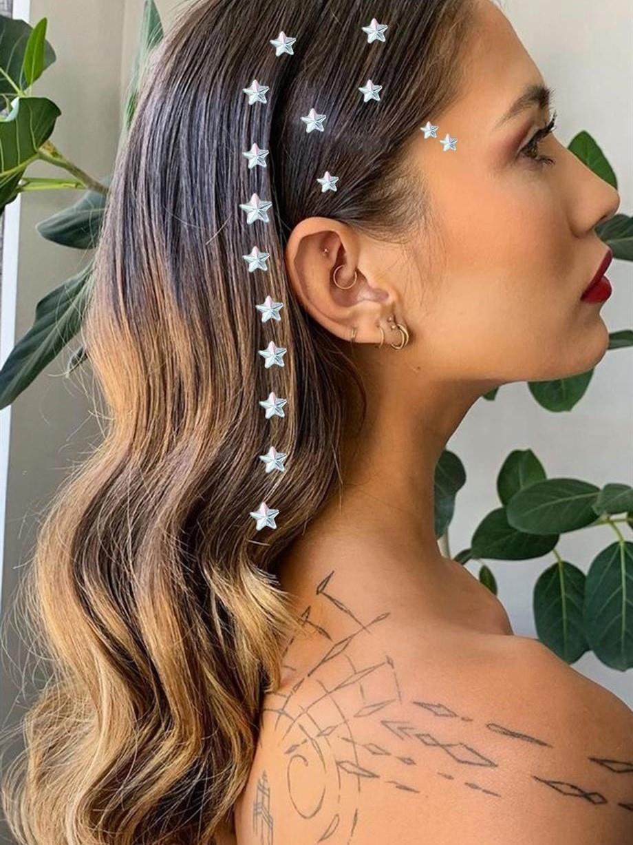 Saç, Yüz ve Vücut Taşı Yıldız Hologramlı Sticker