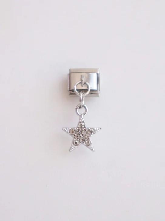 Sallantılı Beyaz Taşlı Yıldız İtalyan Charm