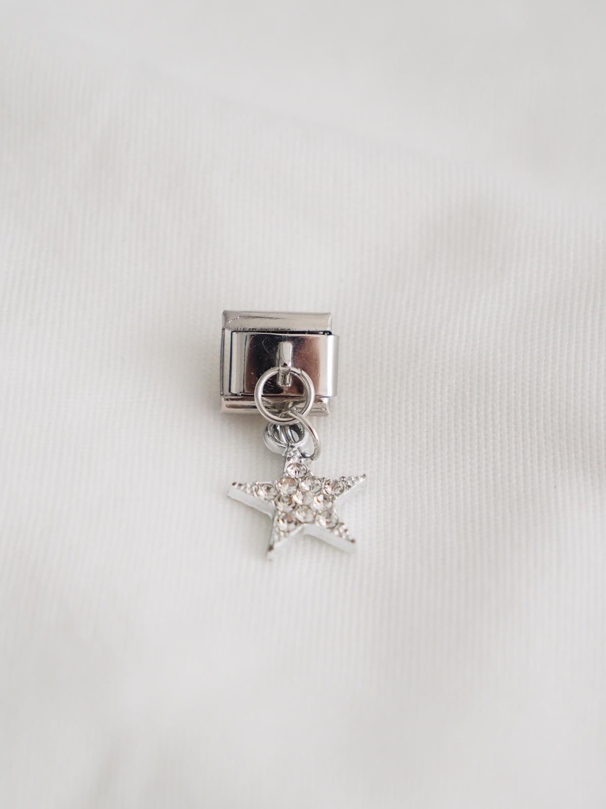 Sallantılı Beyaz Taşlı Yıldız İtalyan Charm