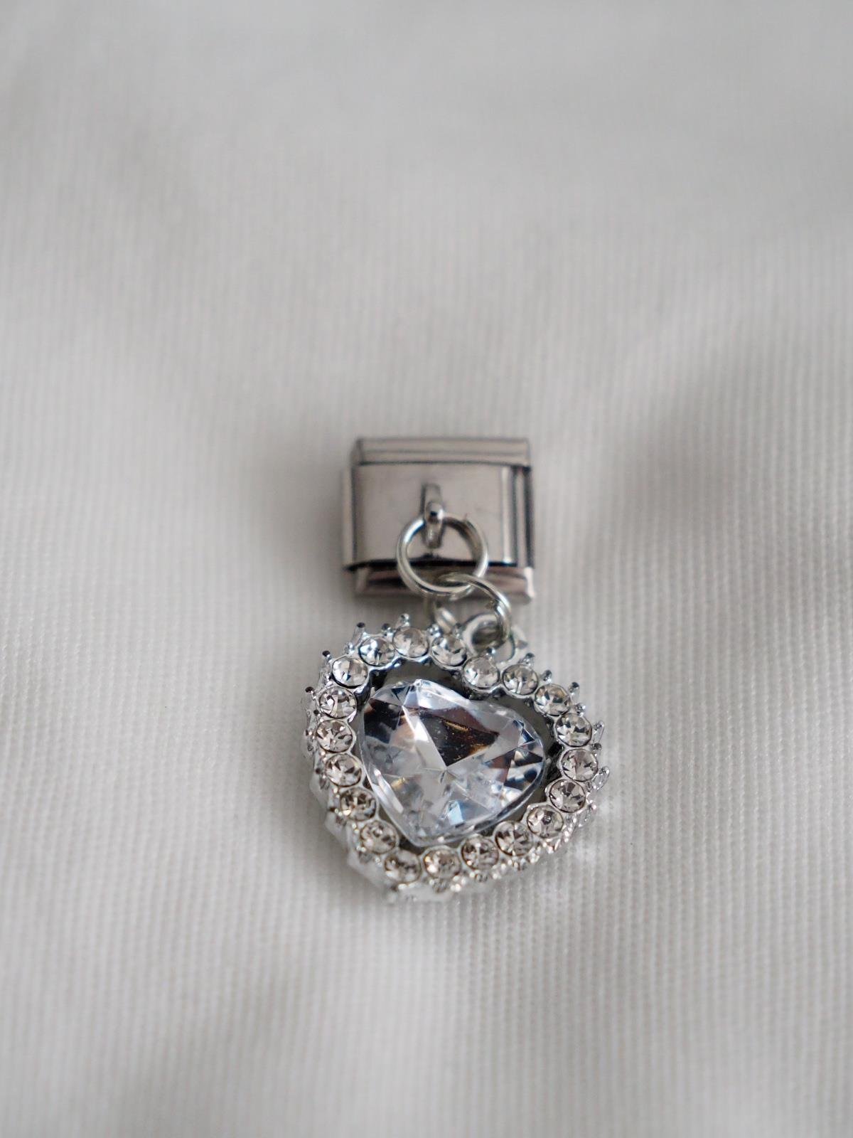 Sallantılı Mavi Taşlı Kalp İtalyan Charm