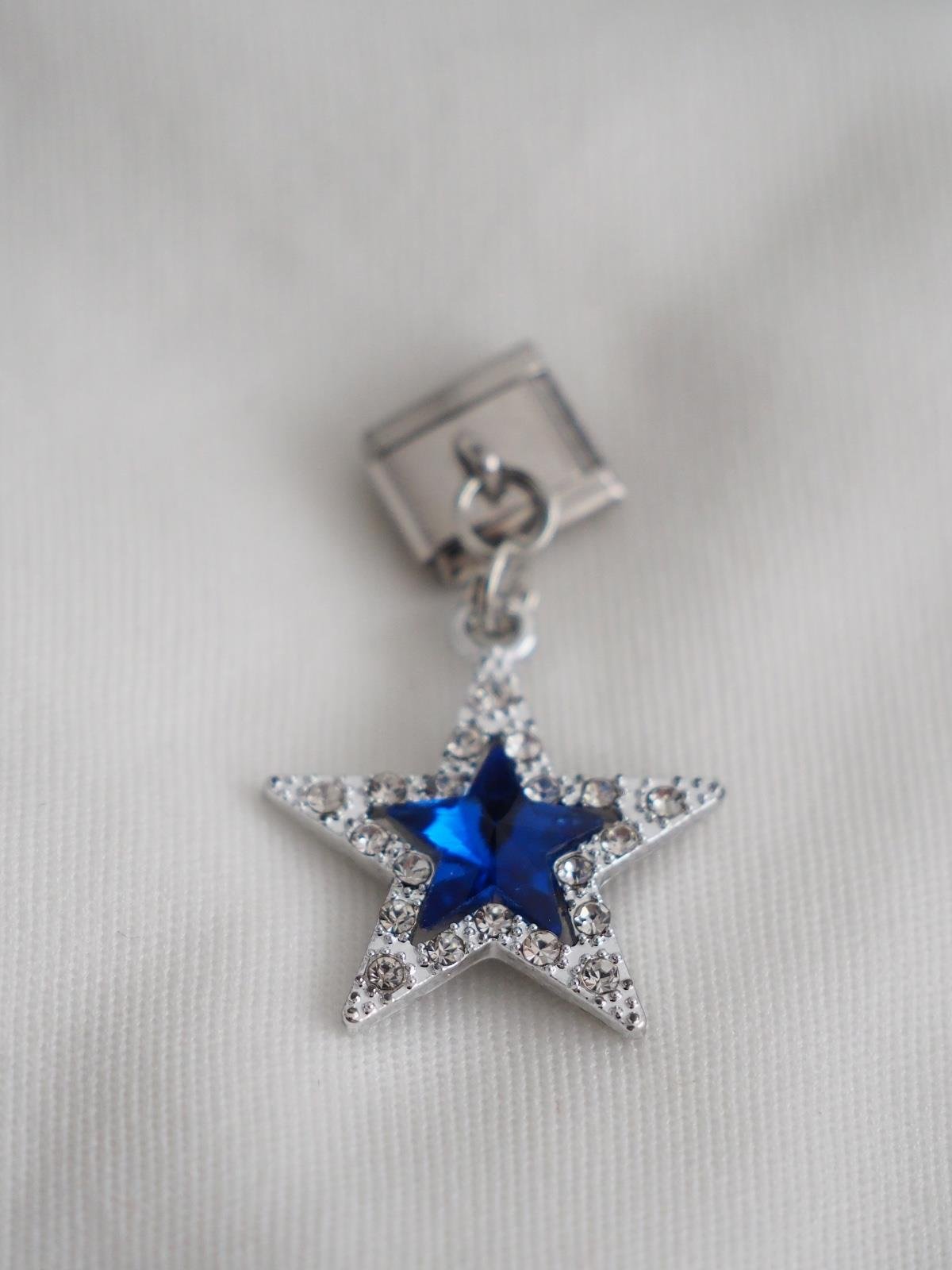 Sallantılı Mavi Yıldız Taşlı İtalyan Charm