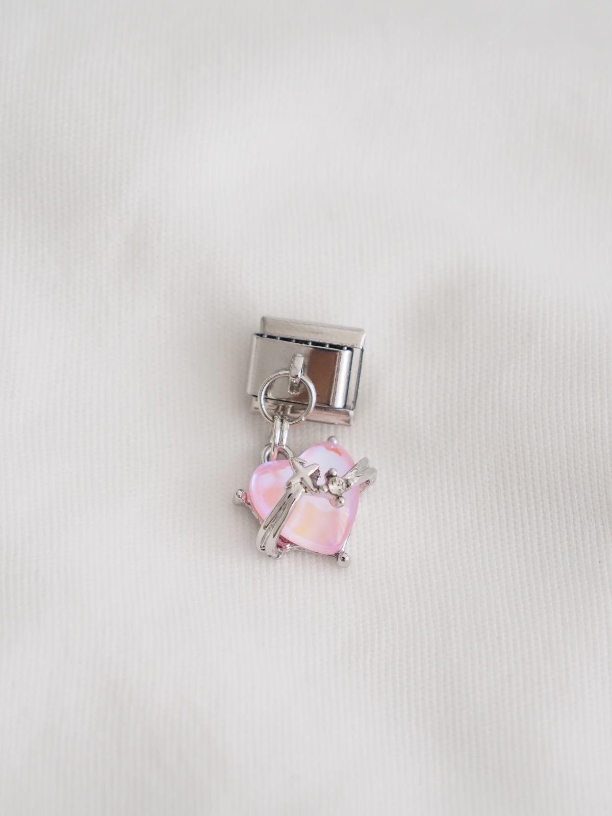 Sallantılı Pembe Kalp Yıldız İtalyan Charm