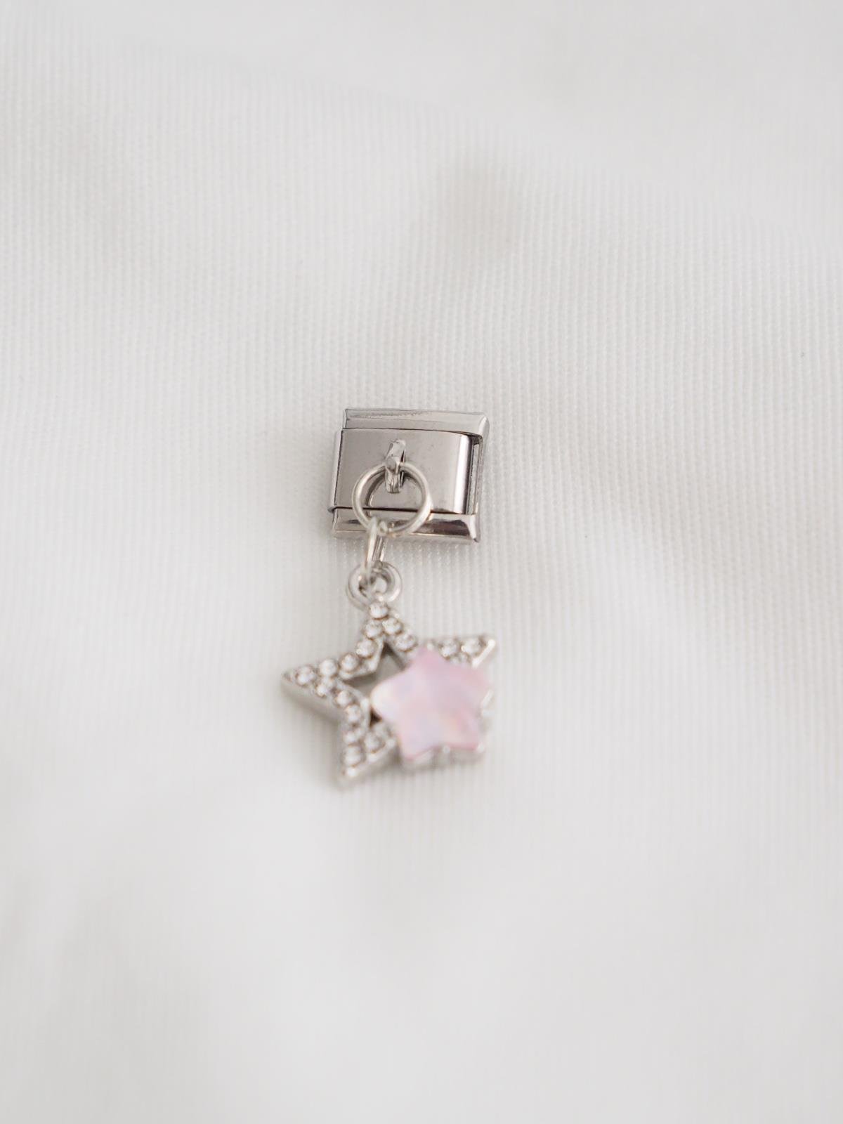 Sallantılı Pembe Taşlı İkili İtalyan Charm