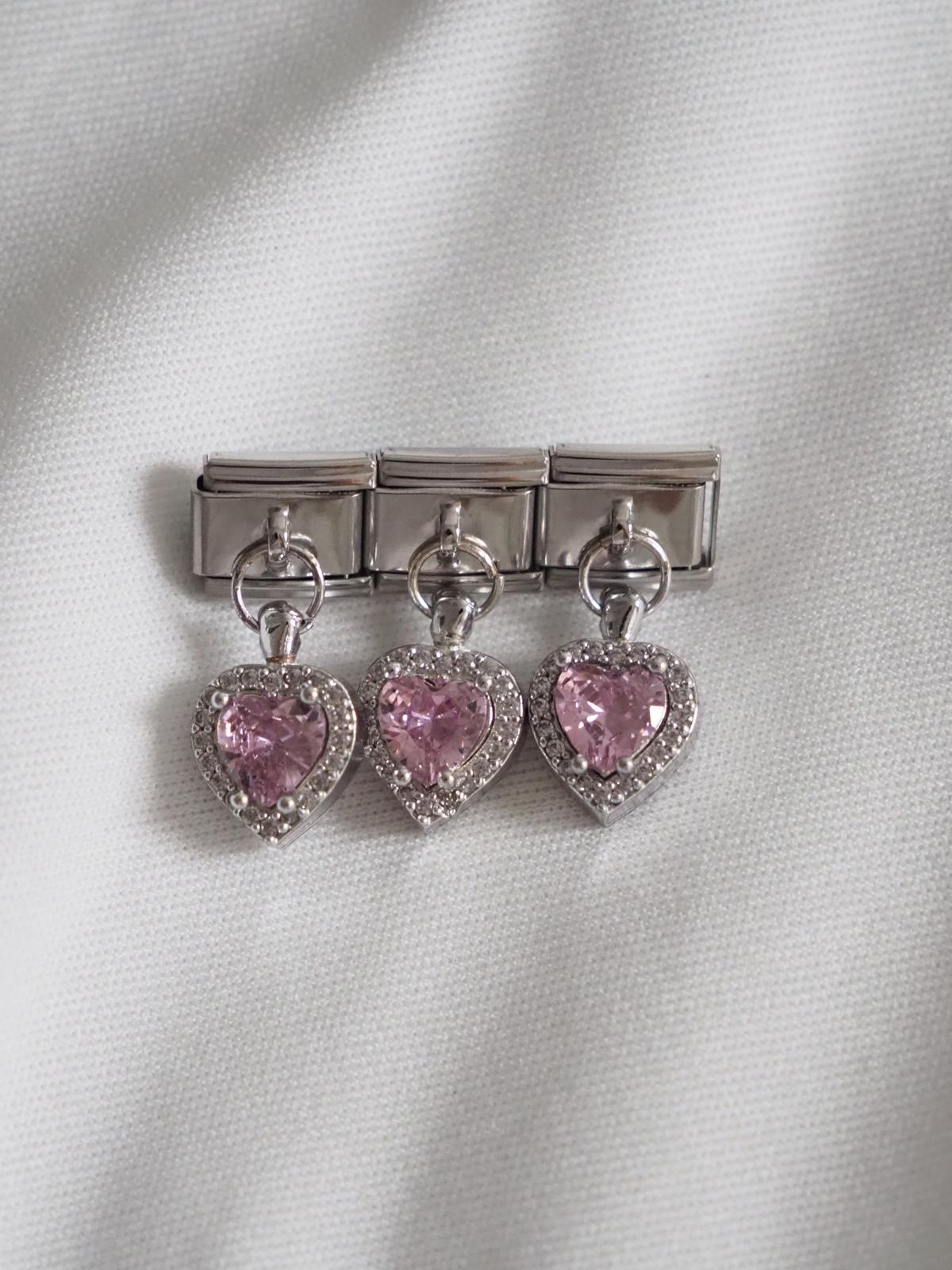 Sallantılı Pink Heart İtalyan Charm