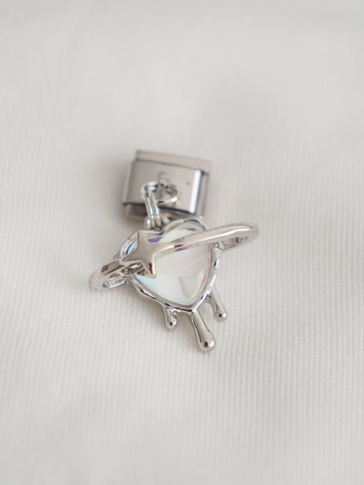 Sallantılı Pink Heart Melting İtalyan Charm