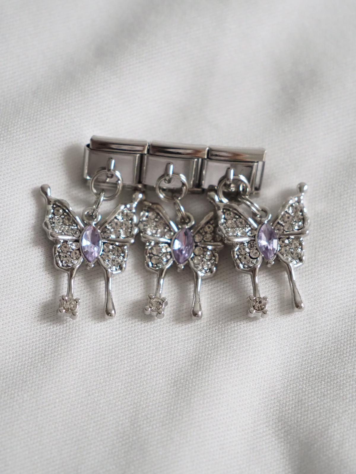 Sallantılı Purple Butterfly İtalyan Charm