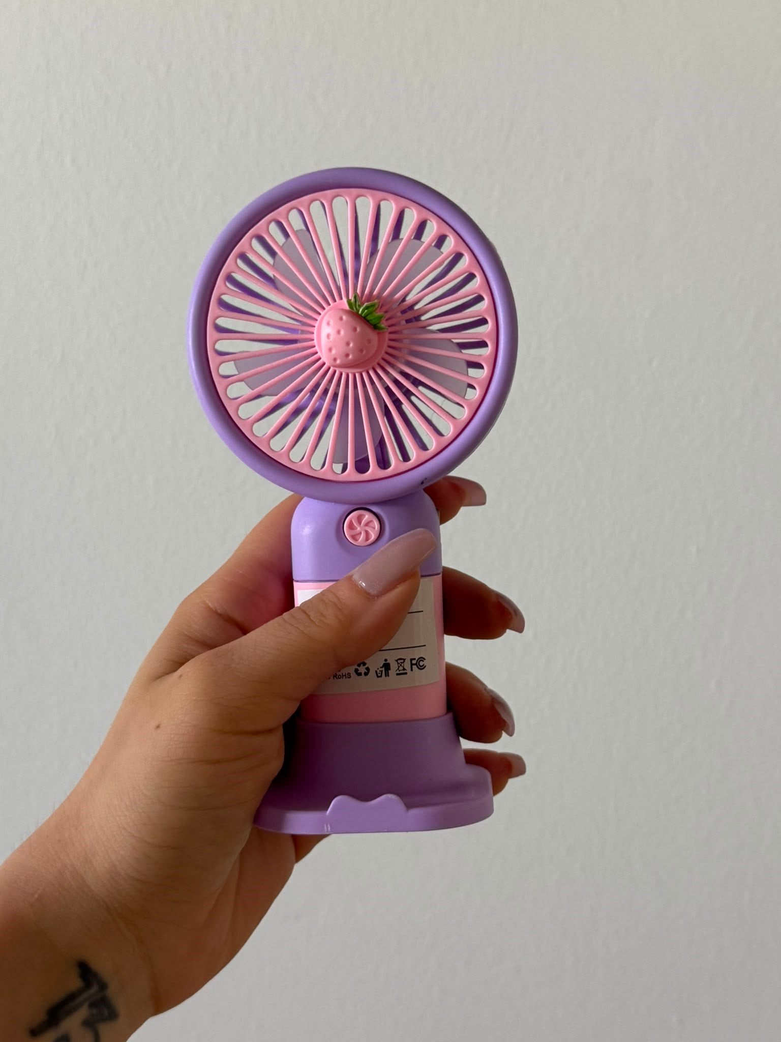 Şarjlı Mini El Fanı Pembe Çilek 