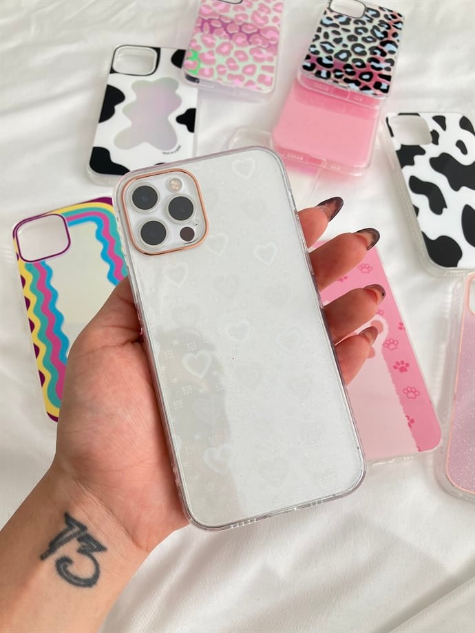 Şeffaf Kalp Hologramlı Iphone Kılıf