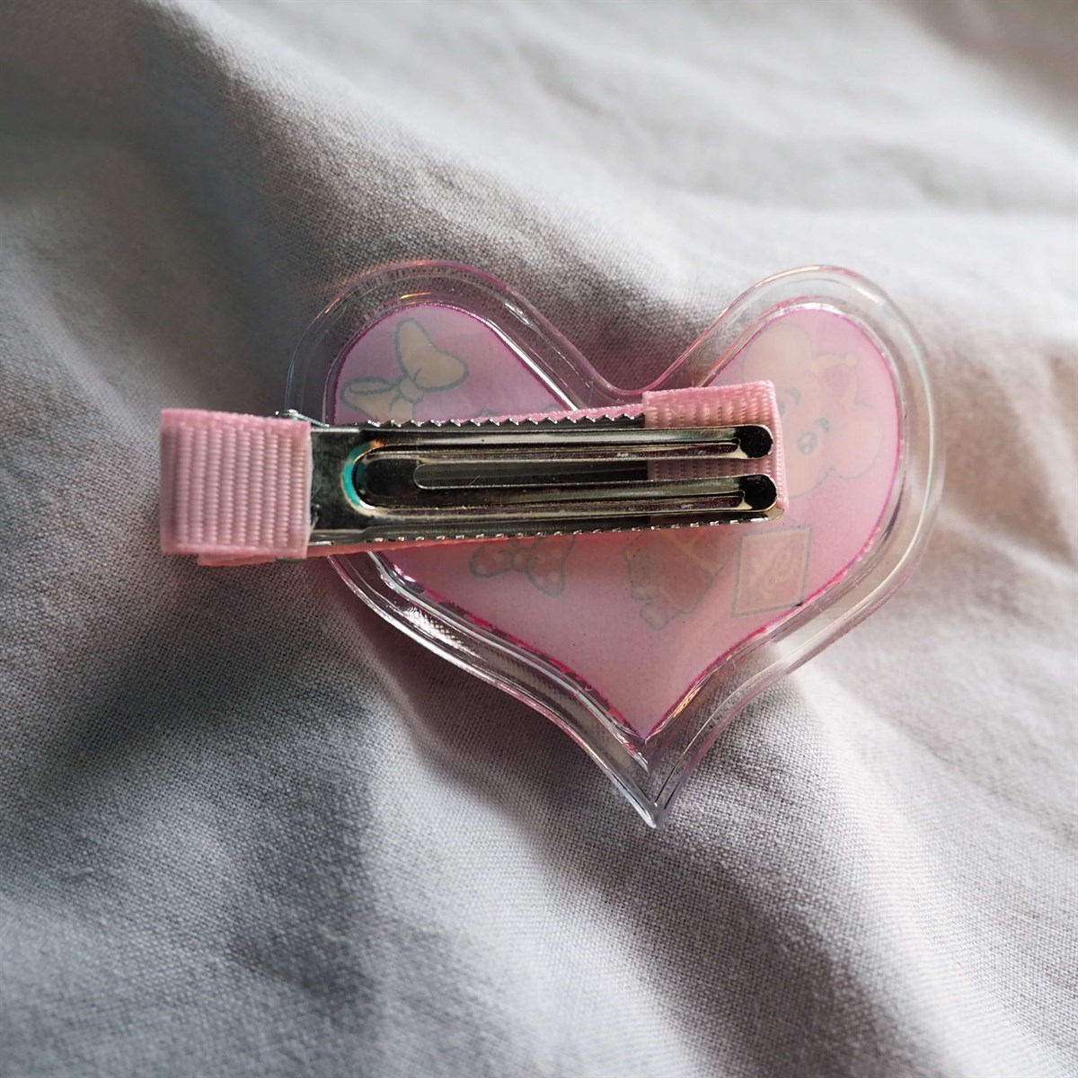 Şeffaf Kalp Simli Pens Toka