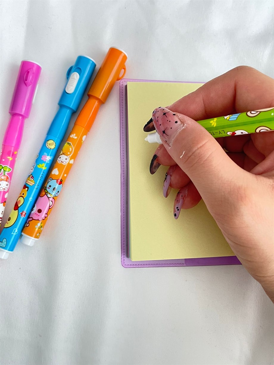 Şeffaf Renkli Kılıflı Kalemli Not Defteri