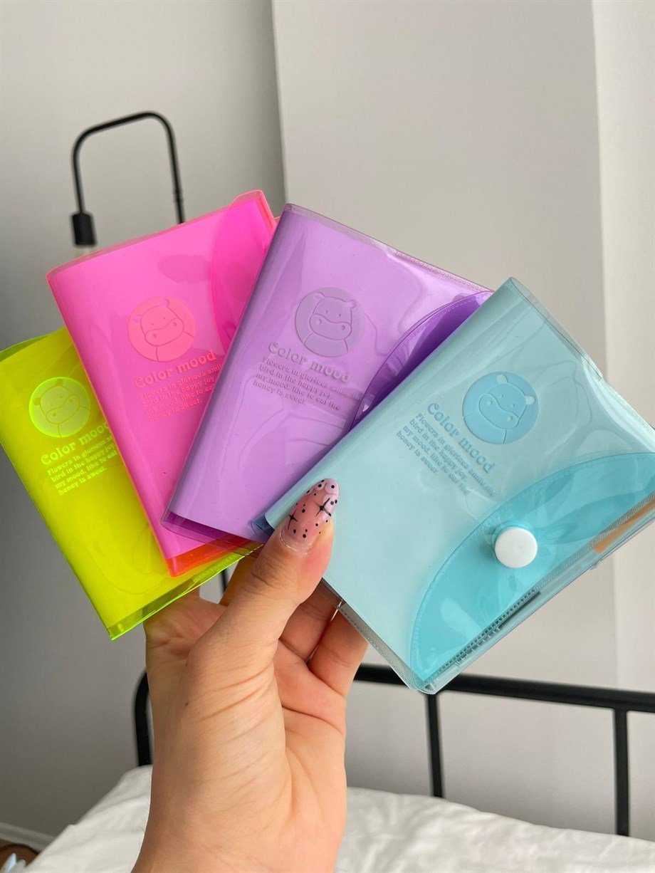 Şeffaf Renkli Kılıflı Kalemli Not Defteri