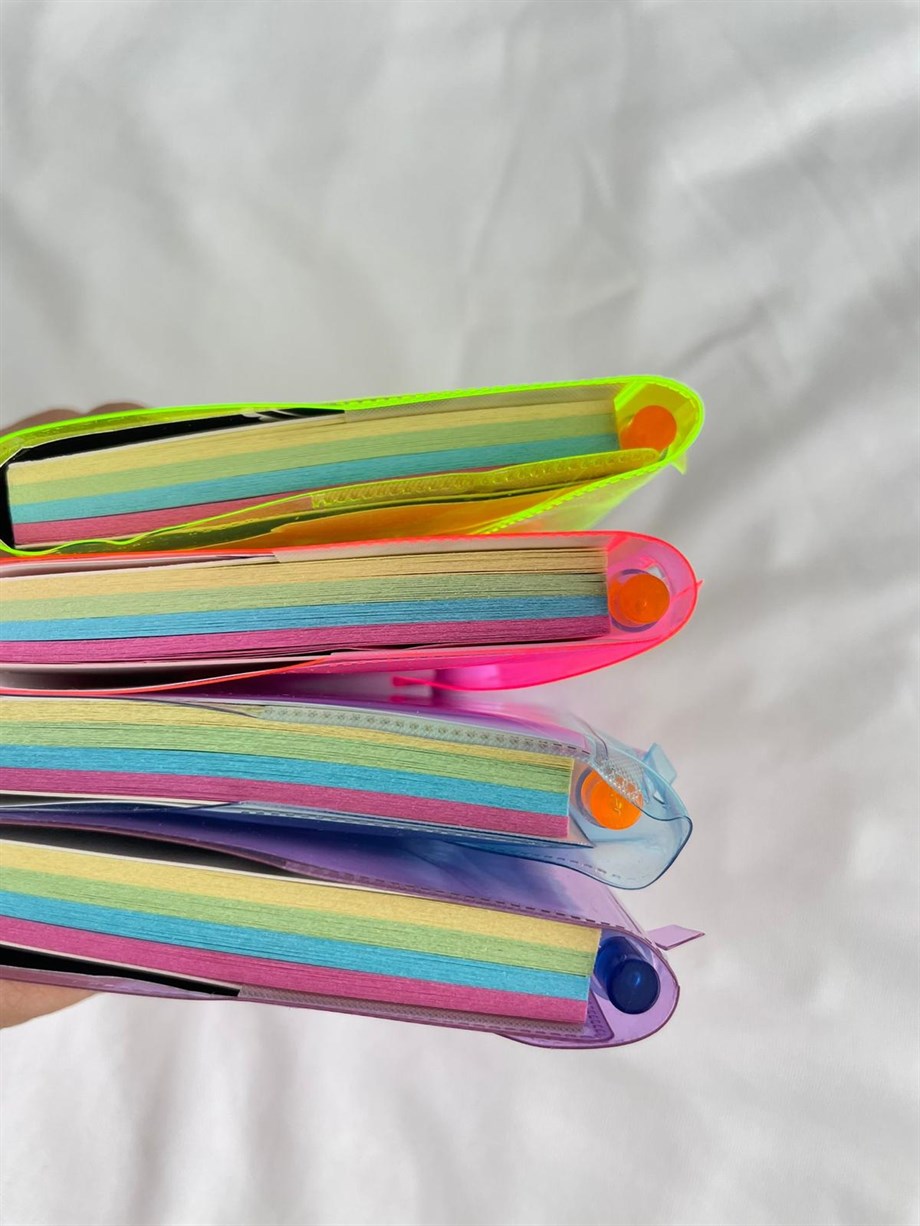 Şeffaf Renkli Kılıflı Kalemli Not Defteri