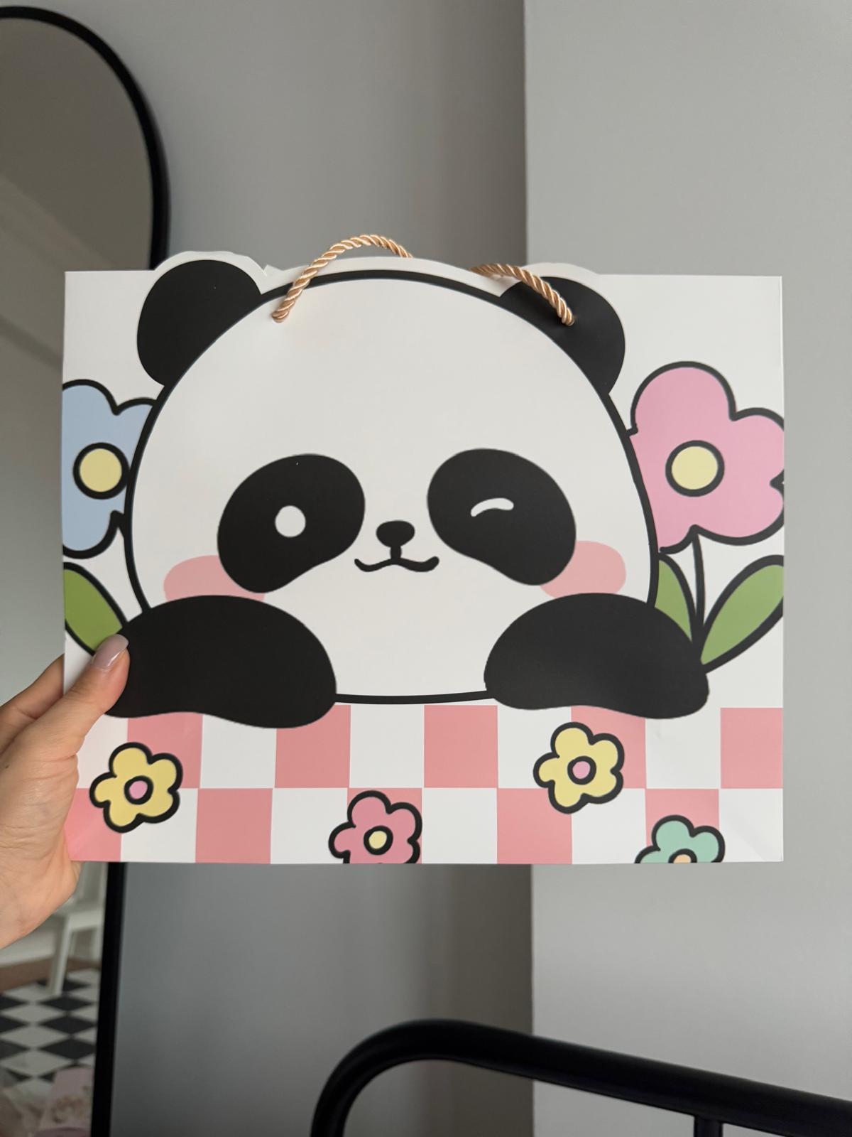 Şekilli Panda Tasarımlı Karton Çanta