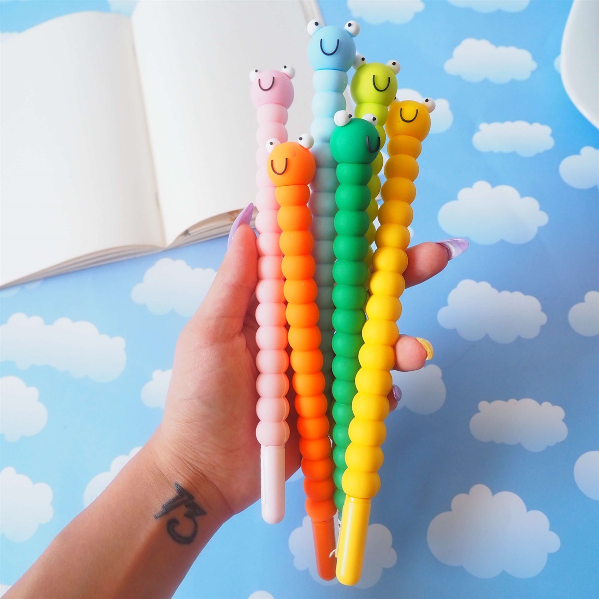 Sevimli Tırtıl Büyük Jel Kalem Renkleri