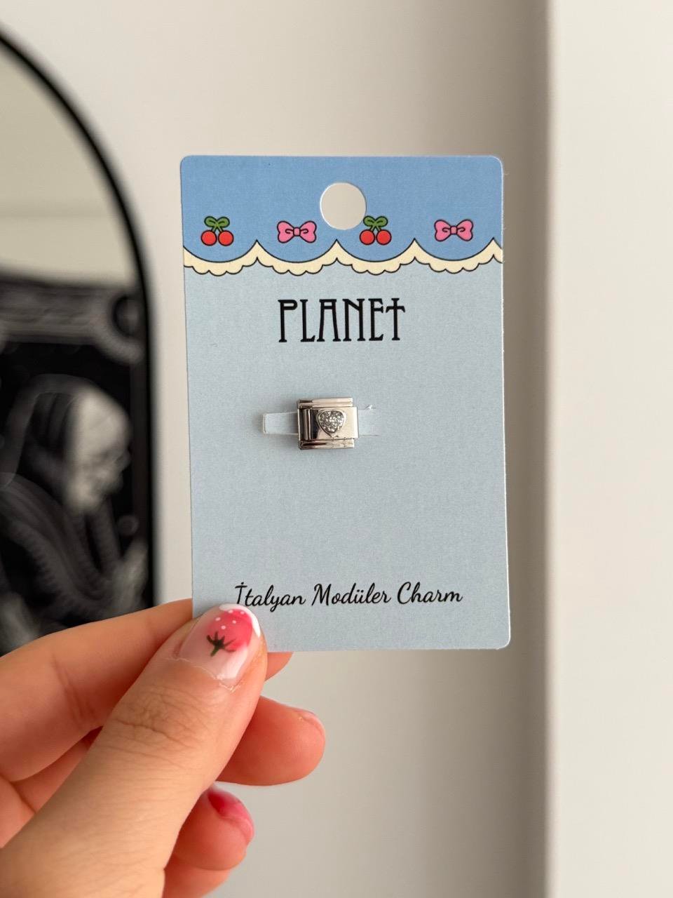 Silver Heart Kartlı İtalyan Charm