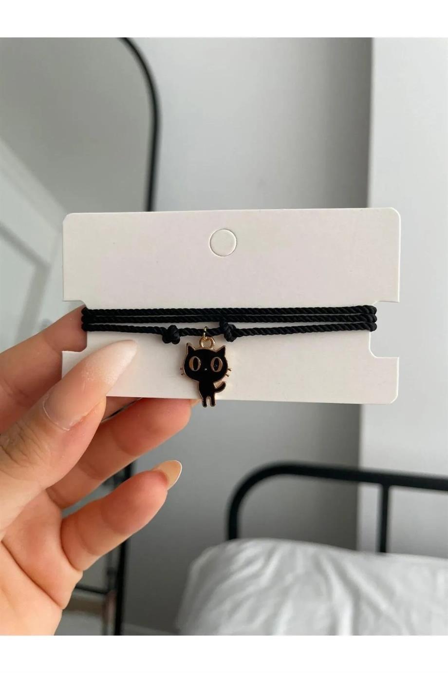 Siyah Kedi İp Bileklik