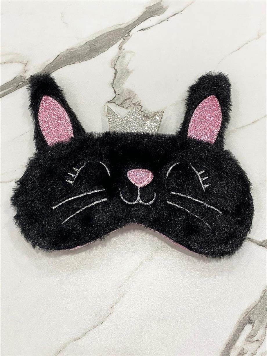 Siyah Queen Cat Peluş Uyku Maskesi
