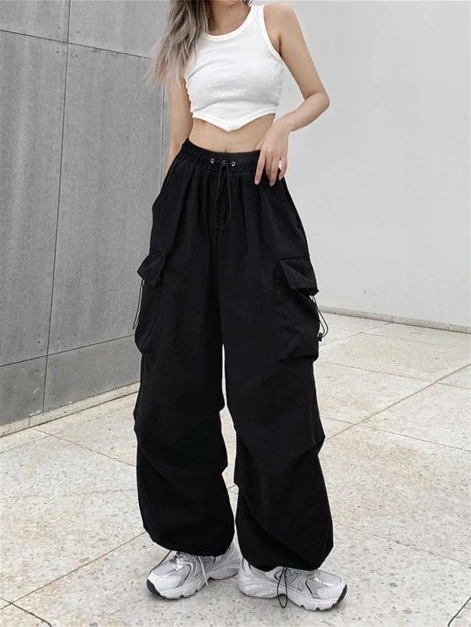 Siyah Tactical Baggy Kargo Cepli Oversize Pantolon