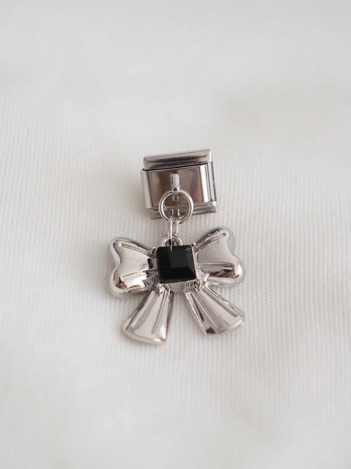 Siyah Taşlı Fiyonk İtalyan Charm