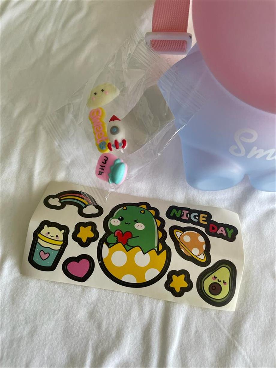 Smile Cute Ayıcık Bottle Suluk Matara Pembe Mor 