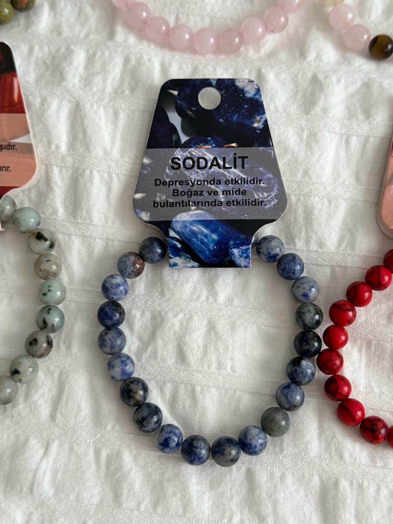 Sodalit Doğal Taş Bileklik 8mm