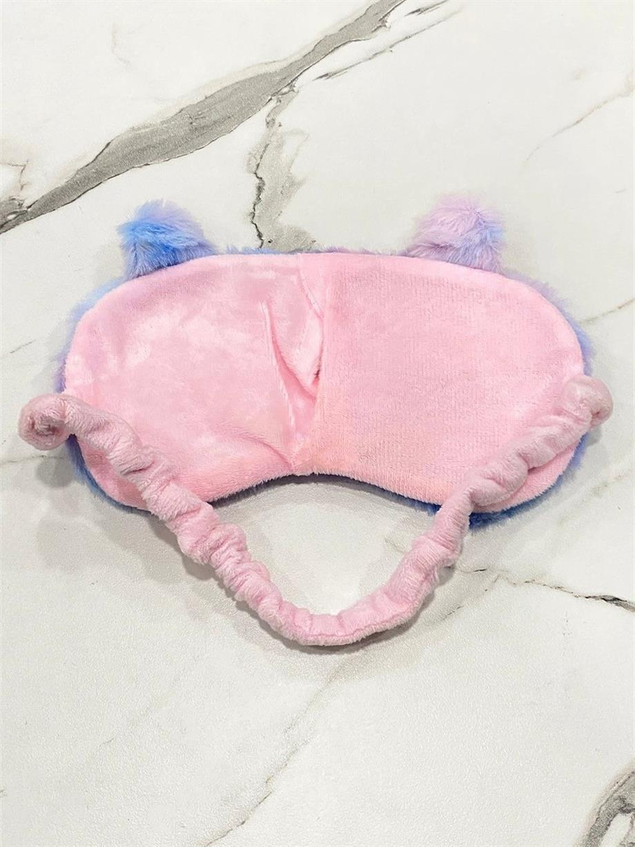 Soft Mor Karma Renkli Kedi Kulak Detaylı Peluş Uyku Maskesi