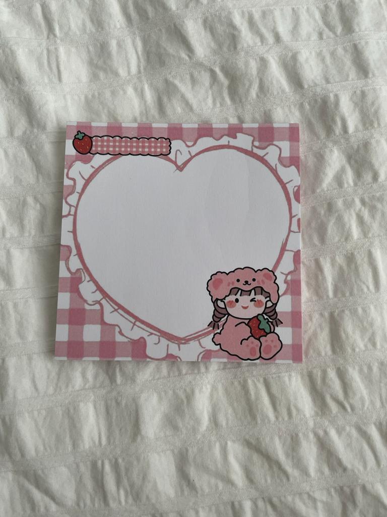 Strawberry Girl Memo Pad Kare Not Defteri