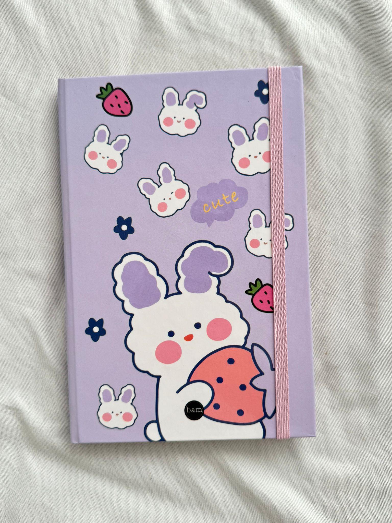 Strawberry Rabbit Lastikli Sert Kapak Defter