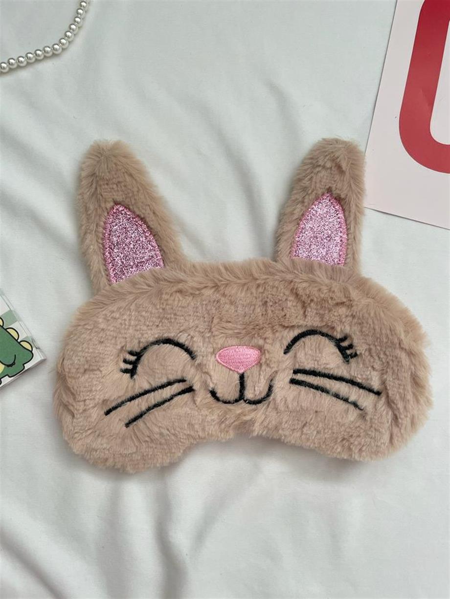 Taba Kedi Kulak Detaylı Peluş Uyku Maskesi