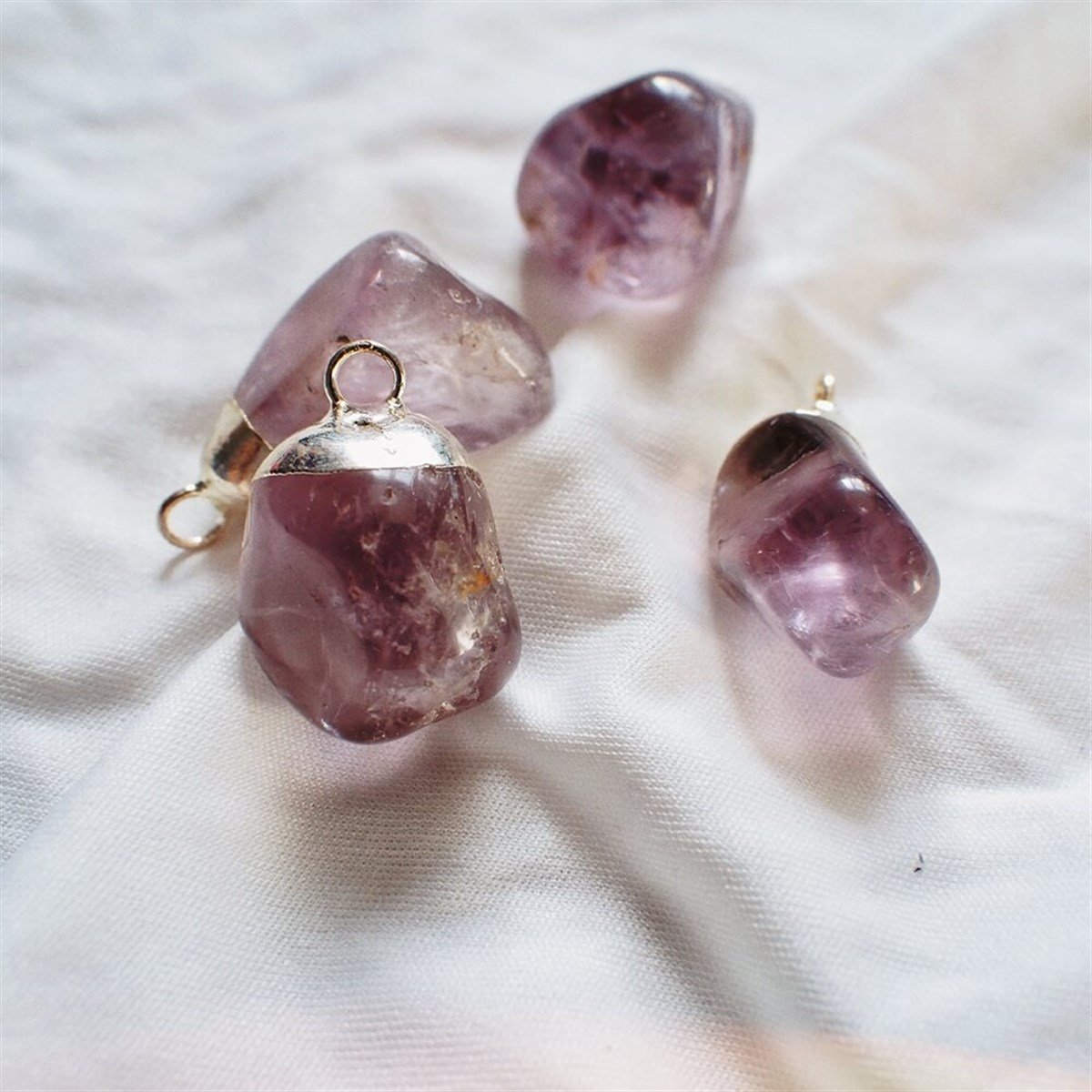 Tamburlu Ametist Doğal Taş Aksesuar Charmı I DIY