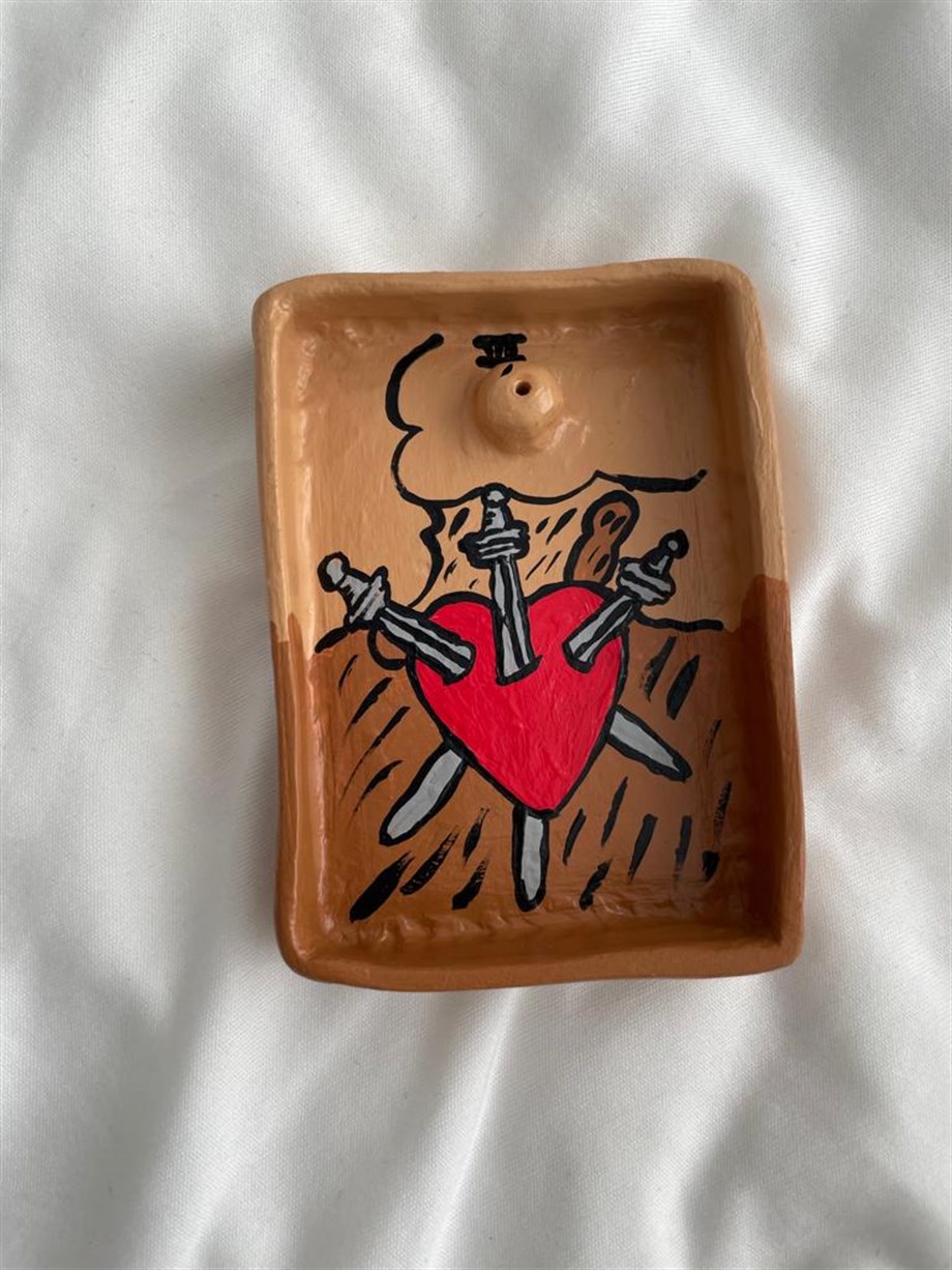 Tarot Kılıç Üçlüsü Tütsülük  - Takı Tabağı I Handmade