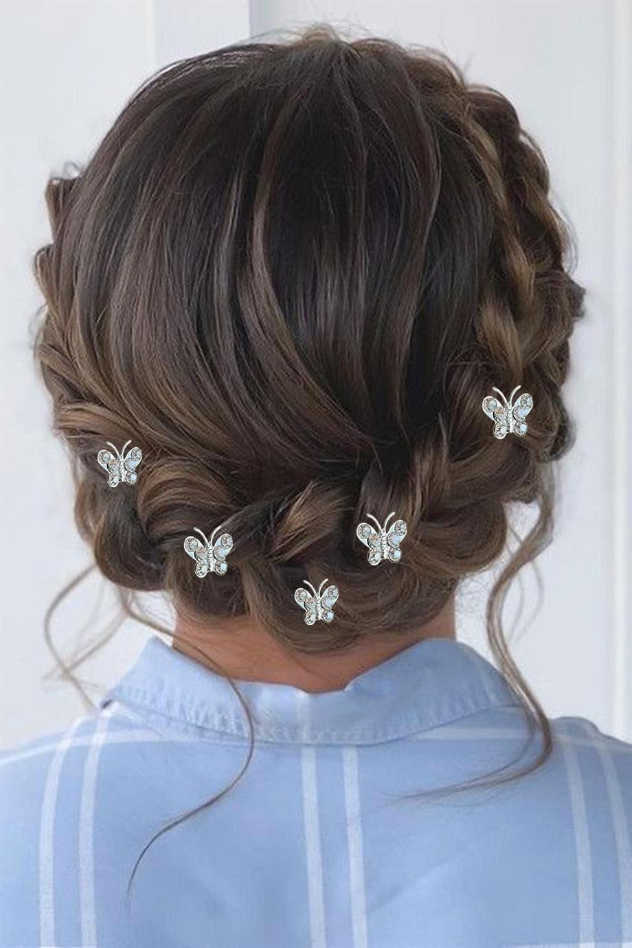 Taşlı Kelebek Figürlü Saç Küpesi Seti