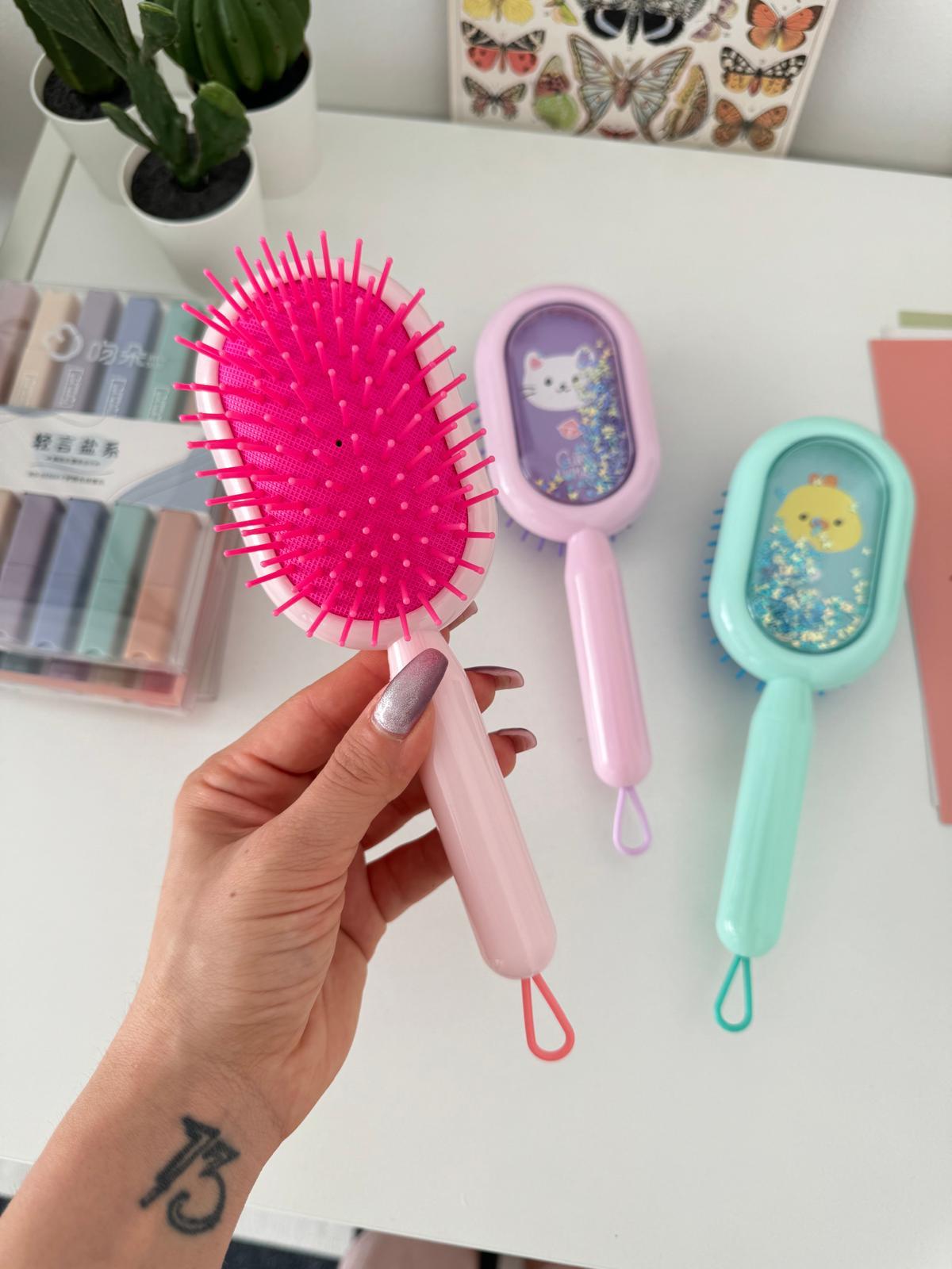 Tavşan Figürlü Pembe Saç Tarama Fırçası