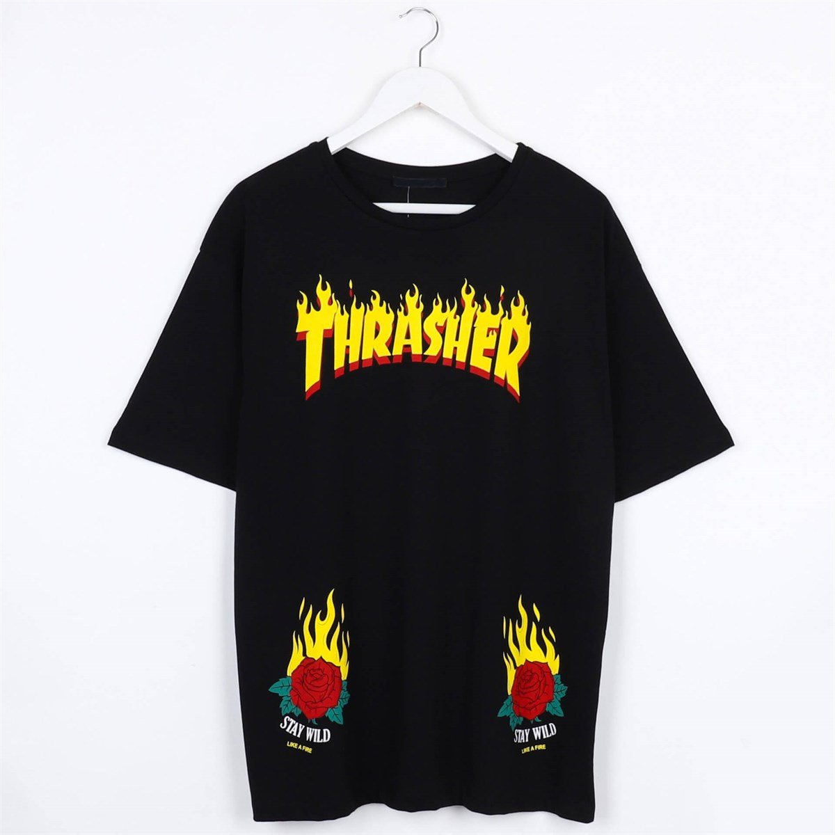 Thrasher Stay Wild Oversize Siyah Unisex T-shirt