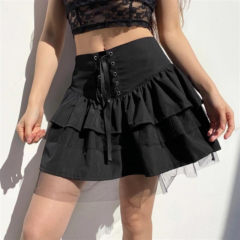 Tül Detaylı Goth Etek